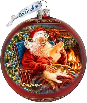 House Warming Santa Lg Glass Ornament - Thumbnail 2
