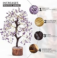 Vista 4 de NARIBABU Árbol de cristal de amatista, cristales curativos y piedras, regalos únicos para mujeres, árbol del dinero de Reiki y Feng Shui, decoración
