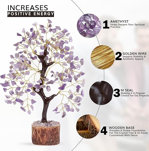 Miniatura 4 de NARIBABU Árbol de cristal de amatista, cristales curativos y piedras, regalos únicos para mujeres, árbol del dinero de Reiki y Feng Shui, decoración