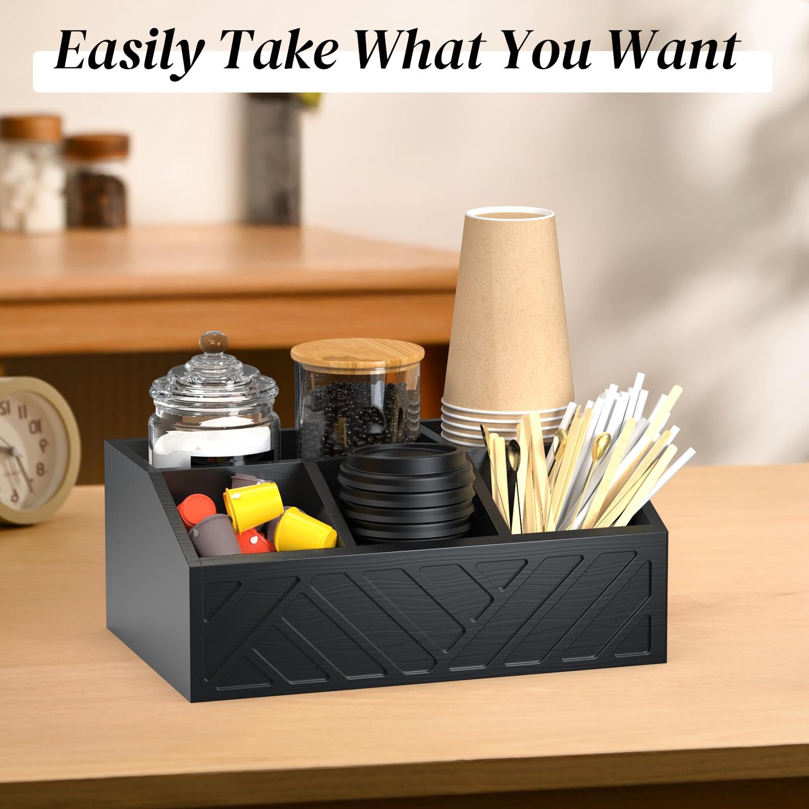 S&E Organisateur De Bar à Café En Bois - Système De Stockage De Thee Et De Café