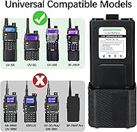 Vista 2 de BAOFENG Batería UV-5R BL-5 3800mAh USB-C de carga extendida de alta capacidad para radios UV5R BF-F8HP serie UV-5R con cable de carga tipo C