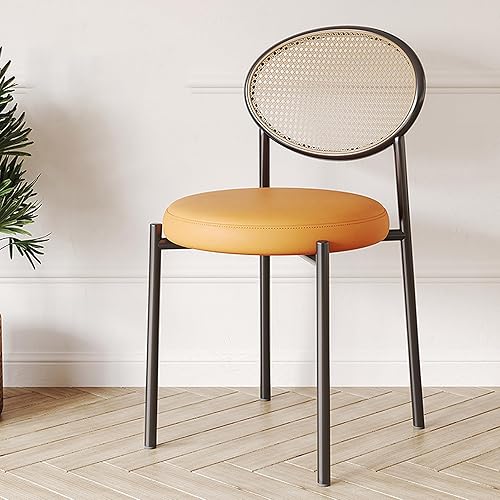 Sillas de comedor de piel sintética, sillas modernas de mediados de siglo con respaldo de ratán tapizado cómodo silla lateral para el hogar, cocina,