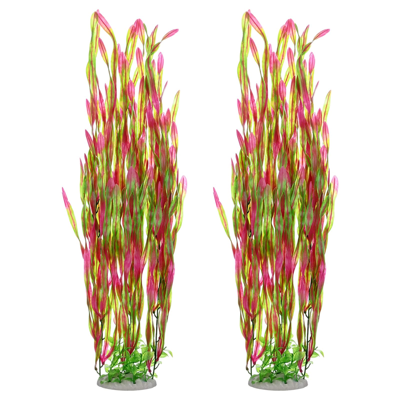 M METERXITY 2-Pack Tall Aquarium Plants, 23 Inch Plastic Large Artificial Fish Tank Plants for Aquarium Decor/Fish Tank Decorations Accessories [Seaweed, Deep Purple]