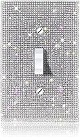 Vista 10 de Cubierta de interruptor de luz con diamantes de imitación plateados brillantes, cubierta de placa de pared con destellos de cristal plateado