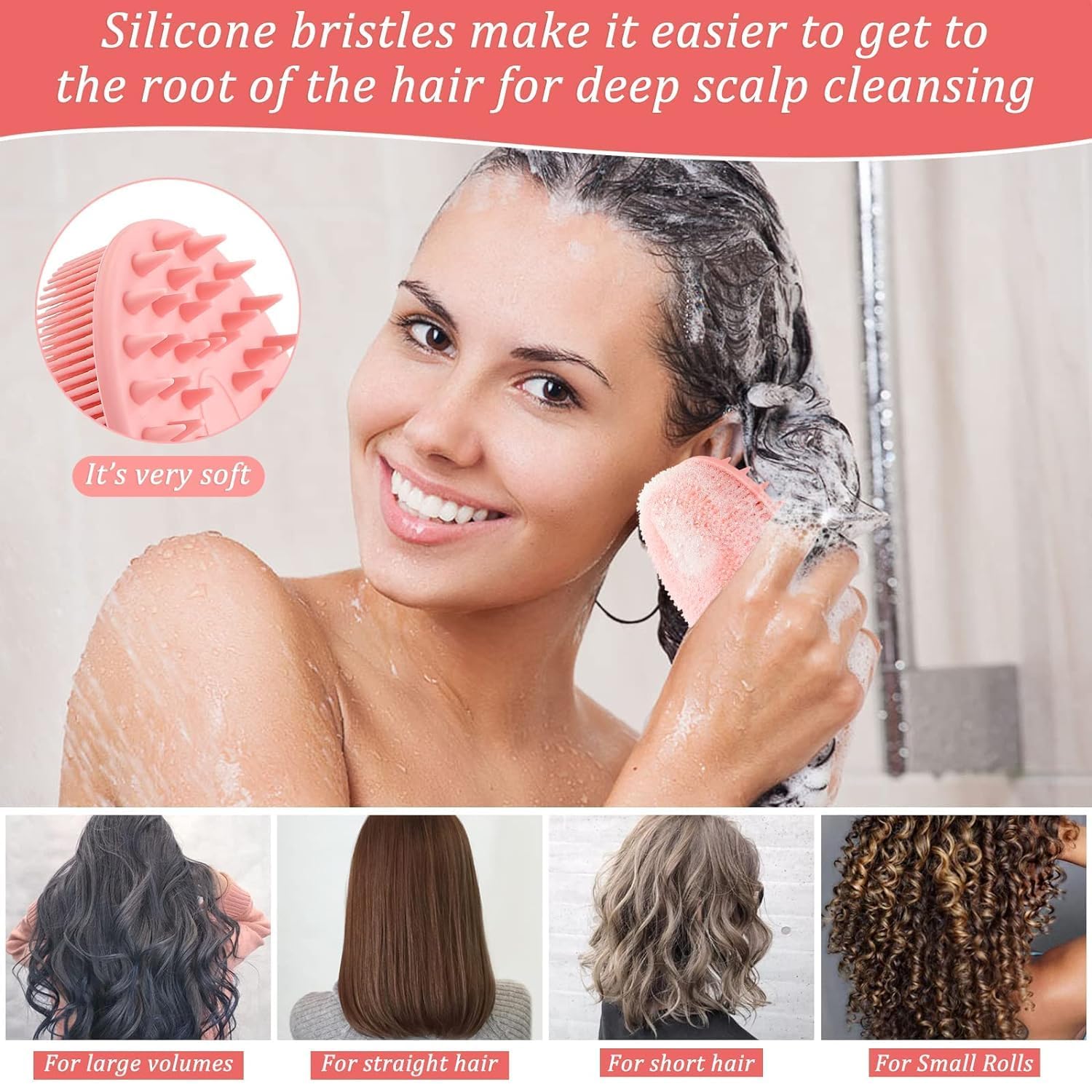 1 silicon bath and shampoo brush in Menovas 2, body cleaner scrubber and head scalp massage for infants, children, women, men (multi colors) for brushes 1 silicon bath and shampoo brush in Menovas 2, body cleaner scrubber and head scalp massage for infants, children, women, men (multi colors) for brushes