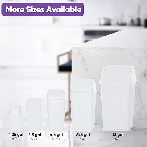 Miniatura 7 de Superio Bote de basura pequeño de plástico con tapa abatible, compacto y delgado para debajo del escritorio, oficina, dormitorio, baño, dormitorio,