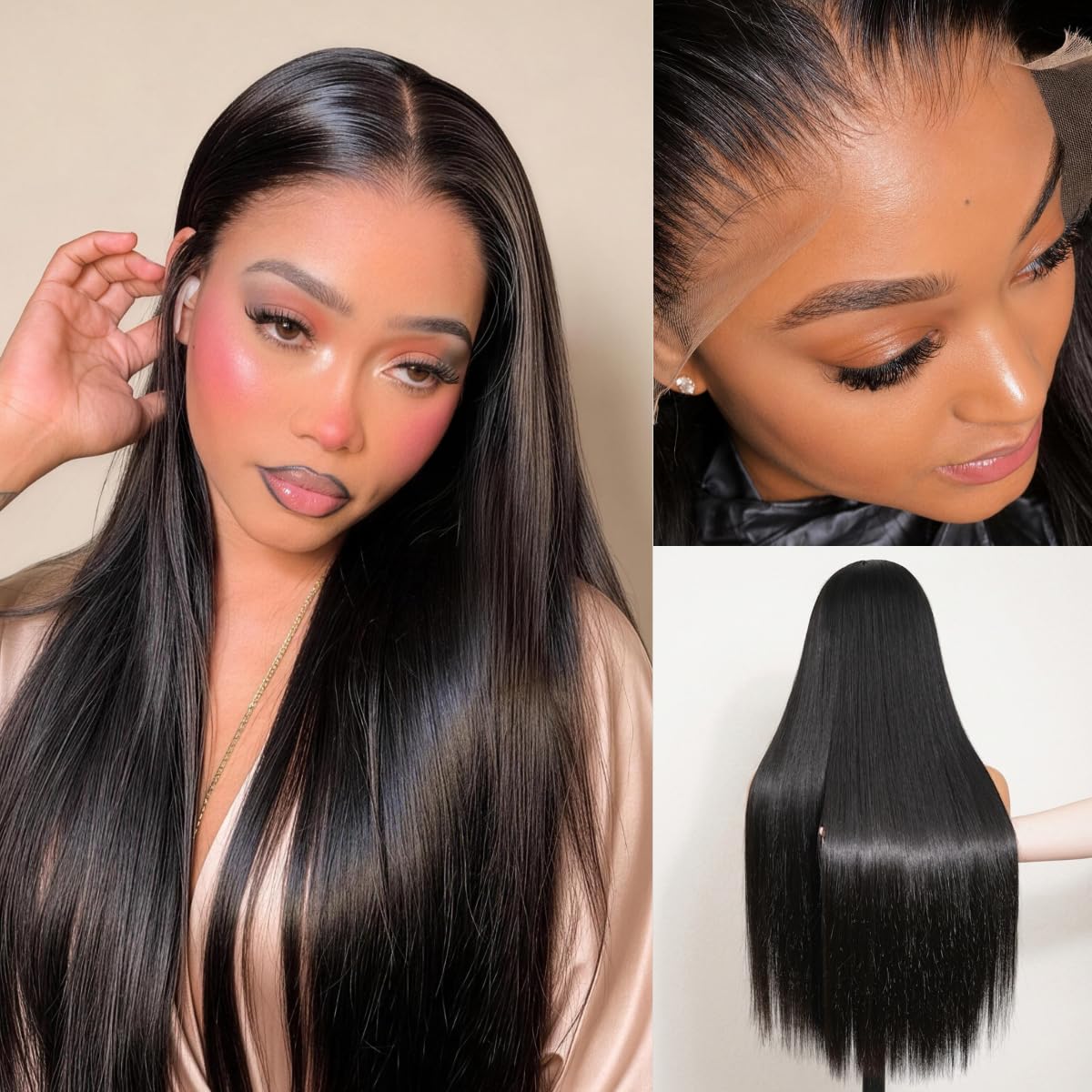 Arabella 13x6 SKINLIKE Real HD Full Front Lace Wig No Glue with Drawstring Jet Black 20 Inch