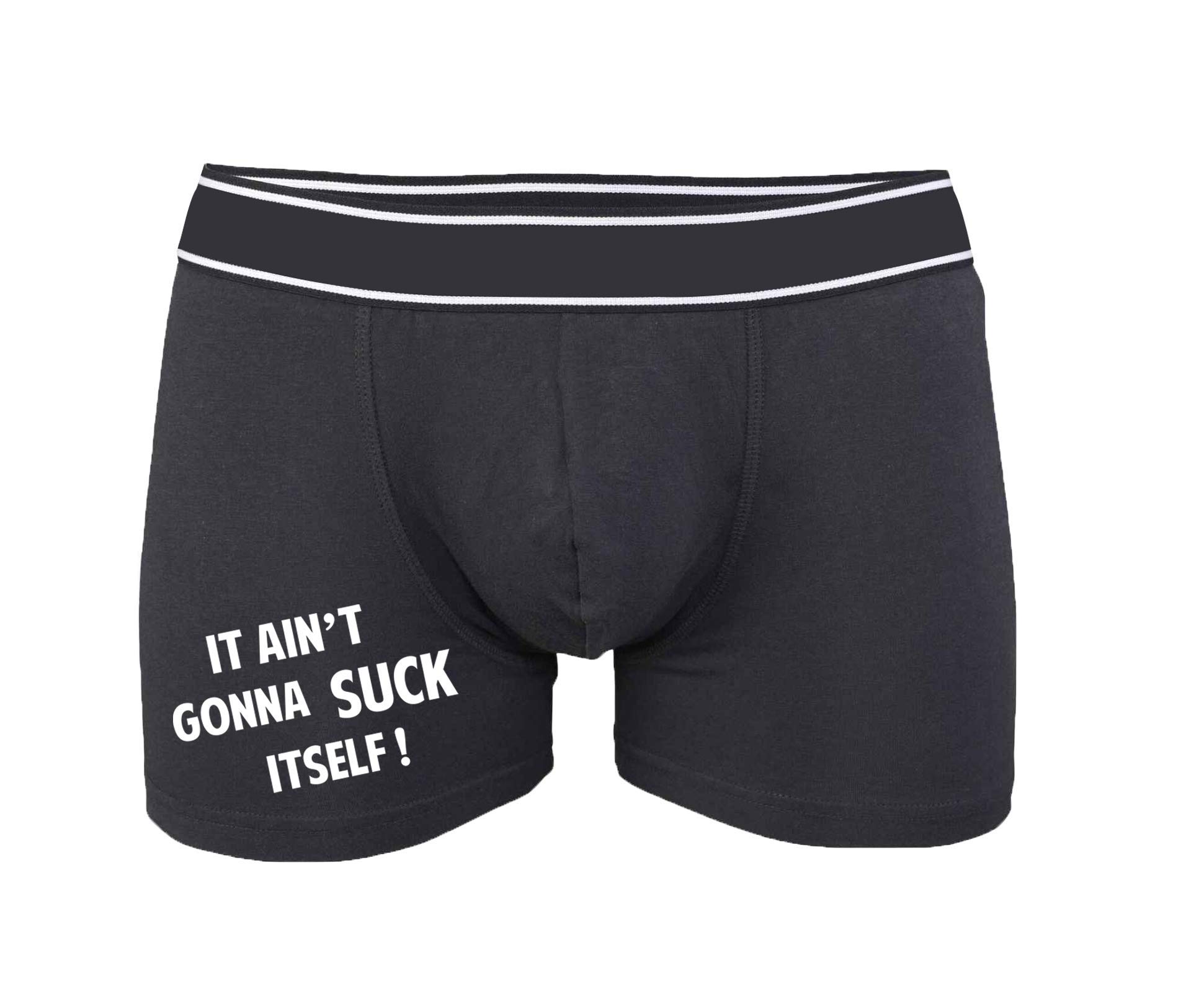 Smartypants Men's Black Prime It Ain't Gonna Suck Itself Boxers- Christmas Birthdays Funny Present Gift (2Xl, )