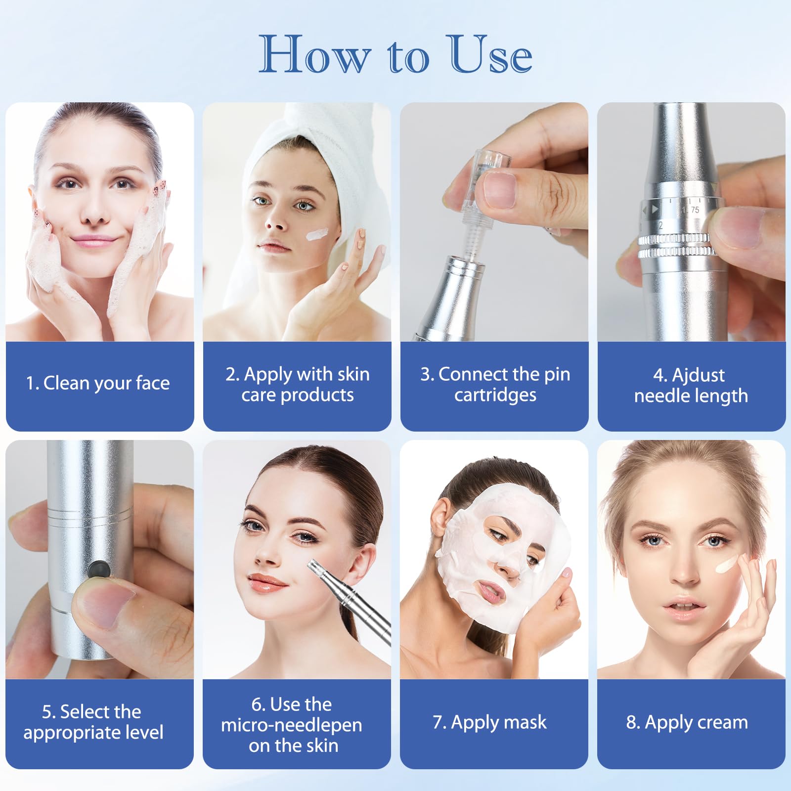 CARER SPARK Dermapen Eléctrico, Dermapen Profesional 0.25 mm-2.0 mm con 5 Niveles de Velocidad para Cuidado de la Piel Antiarrugas y Antienvejecimiento (Incluye 12 cartuchos de agujas)