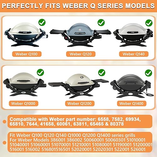 Miniatura 2 de 7582 Rejilla para Weber Baby Q Parts, Weber Q1000 Accessories, Q1200, Q1400, Q100, Q120, Q140, 386001, 386002, hierro fundido esmaltado mate, negro,