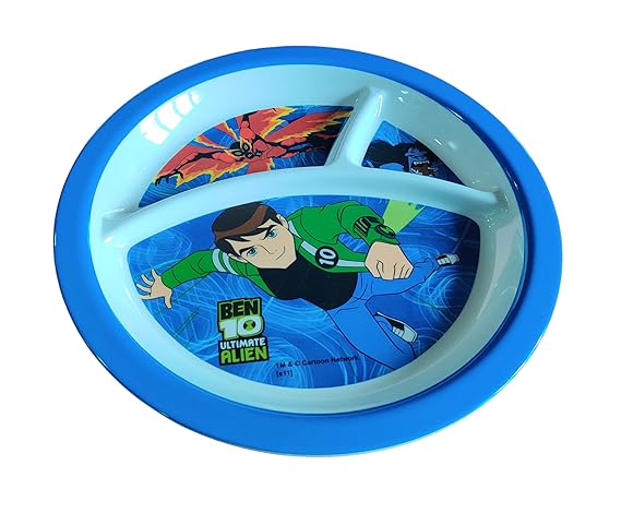 HMI Cartoon Character 3 Section Round Melamine Plate for Kids (Noddy, 4 Ounce)