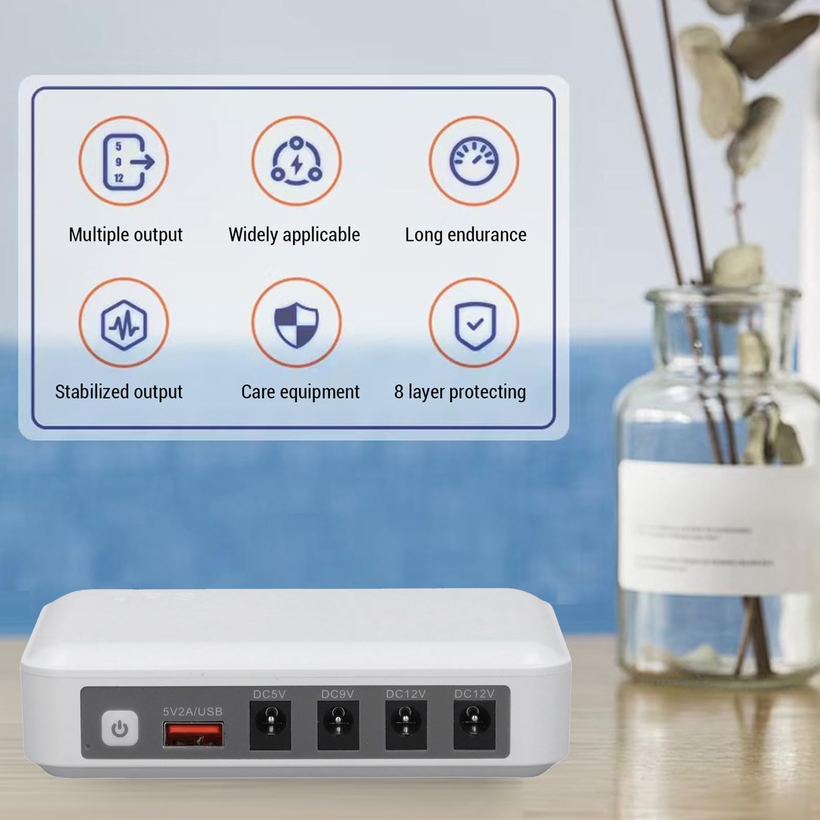 Mini UPS Onduleur 6000mAH de Grande Capacité USB 5V DC 5V 9V 12V Sortie Multiples Gardes Router UPS Alimentation de Secours Modem de Sécurité Caméra de Sécurité Alimentation (Prise UE)
