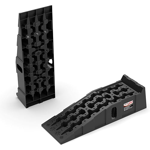 Car Ramps for Oil Changes and Lift, Portable High Profile Car Ramps for Garage, Heavy Duty Tire Ramps for Larger Vehicles and Support Jack, 2pcs
