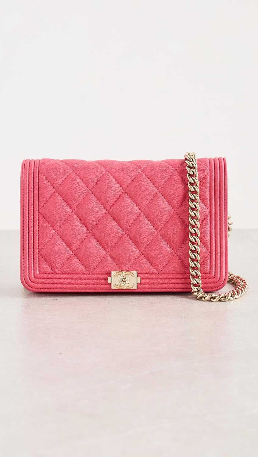 CHANEL Women's Pre-Loved Chanel Pink Caviar Boy Wallet On Chain, Pink, One Size - Image 2