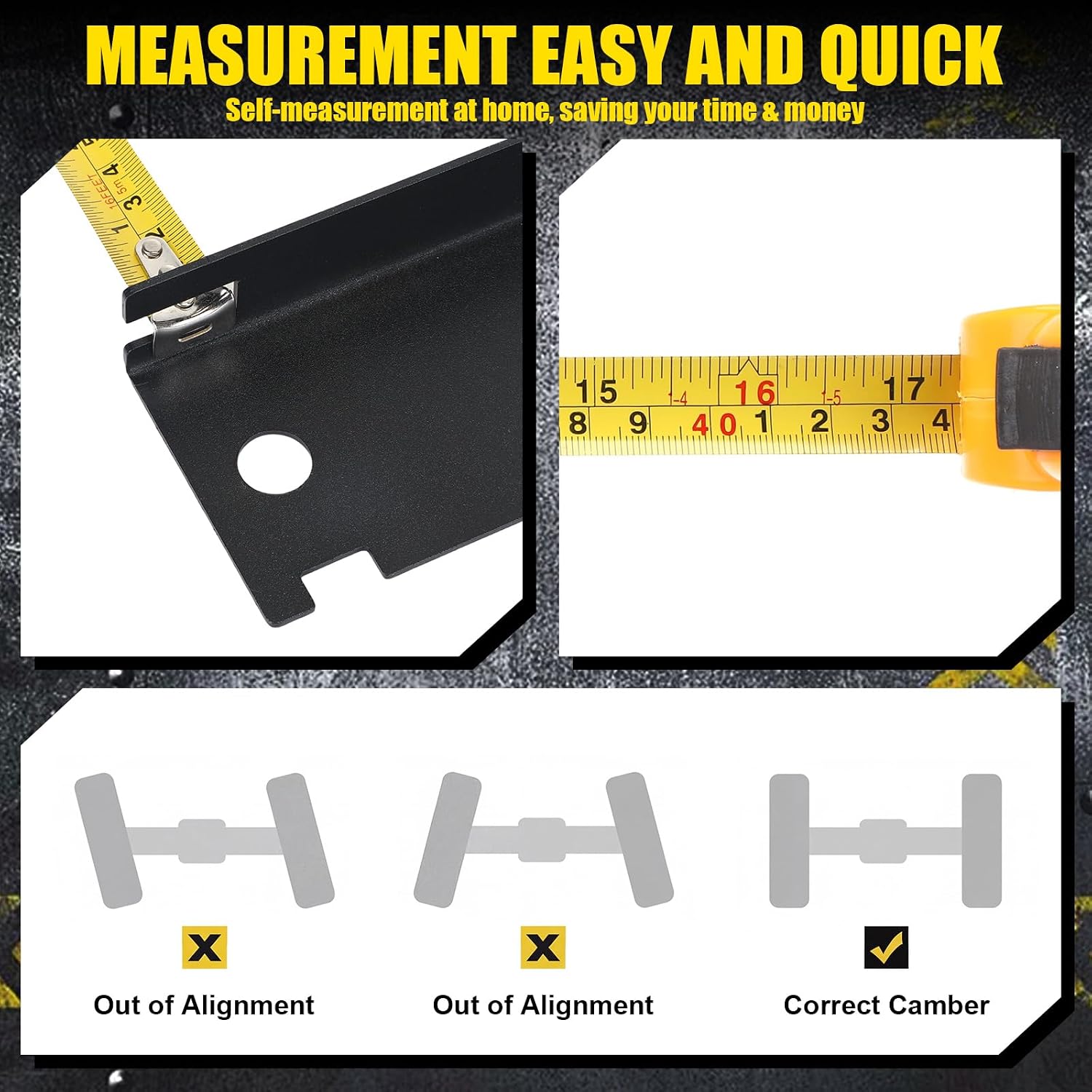 Tallew Wheel Alignment Tool Kit with Imperial Tape Measure, Heavy Duty Toe Alignment Plates, Stainless Steel Automotive Tool Kit Without Removing Calipers for Most Cars, Trucks and Suvs