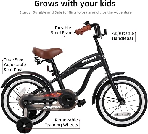 Miniatura 2 de JOYSTAR 12 14 16 Inch Kids Cruiser Bike for Ages 2-7 Years Old Girls & Boys, Kids' Bike with Training Wheels, Coaster Brake, Adjustable Seat &