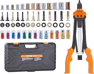 Rivet Nut Tool, 16 inch Rivnut Tool Kit with 13PCS Metric and SAE Mandrels, 186PCS Rivet Nuts, Semi-auto Retraction, M3, M4, M5, M6, M8, M10, M12, 1/4-20, 5/16-18, 3/8-16, 1/2-13, 8-32, 10-24