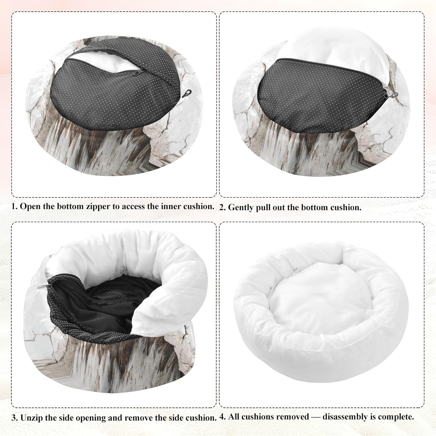 Broken Wall Bird Pet Dog Beds Removable & Washable Dog Pillow Bed for Small Size Pets Sleeping M