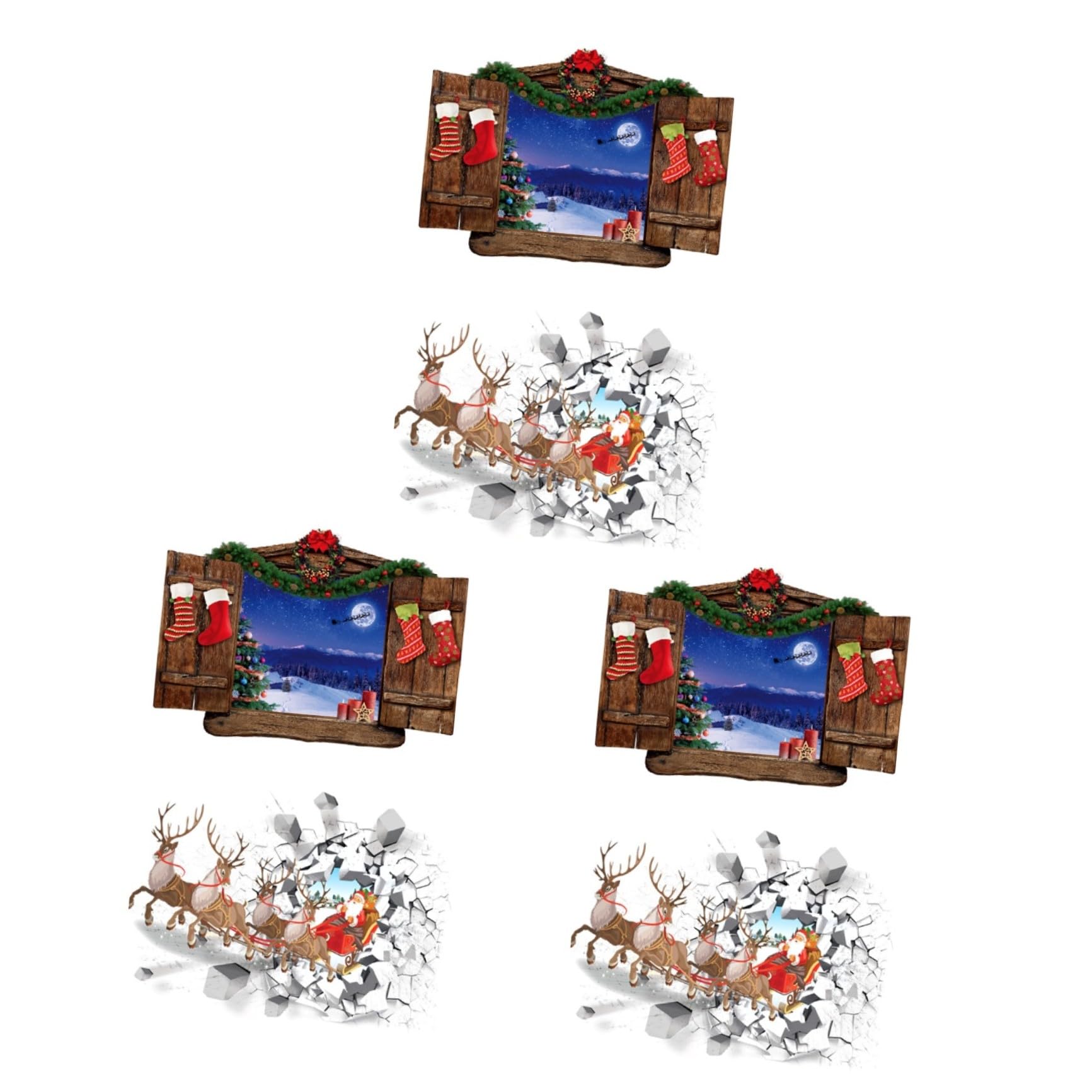 HOMSFOU 6 Stk Weihnachten 3d Wandtattoo Fensteraufkleber Mit Weihnachtsszenen Kinderzimmer Weihnachtsaufkleber Dekorative Aufkleber Für Die Wand Wandtattoo Weihnachten