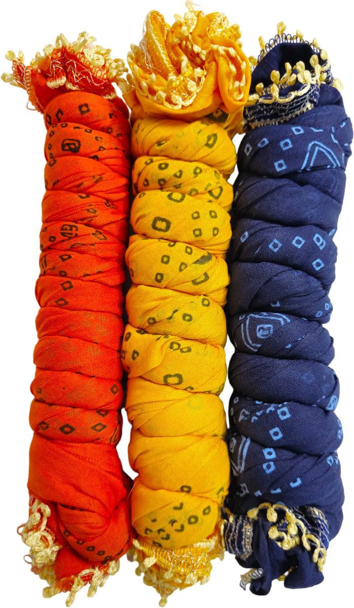 Nakoda Creation Cotton Blend Printed Women Dupatta (Falgun Print 3-Orange,Yellow,Navy) - BZ21508-picture-11