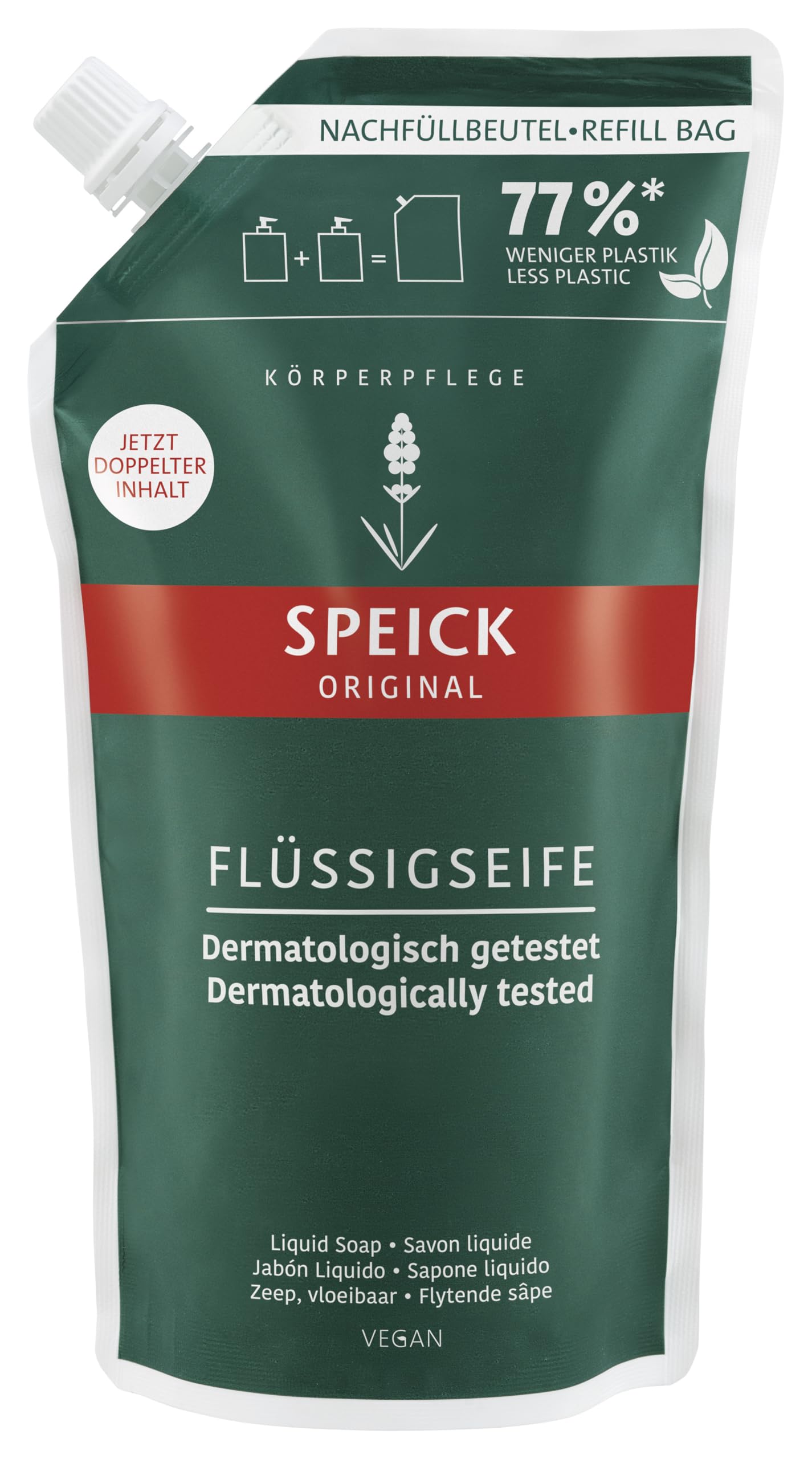 Speick Original Flüssigseife Nachfüllbeutel 600 ml – milde Handseife, Nachfüllpack für weniger Plastik - 10er Pack
