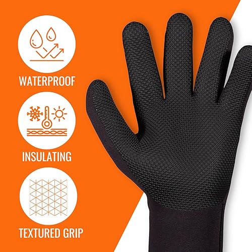 Miniatura 3 de NEO GEAR PRO Guantes de trabajo Guantes de trabajo impermeables de neopreno para invierno para clima frío 0.138 in Carbón pequeño