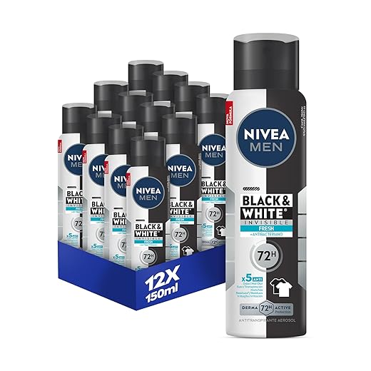 Kit NIVEA MEN Desodorante Aerossol Black & White INVISIBLE Fresh 150ml - 12 Unidades