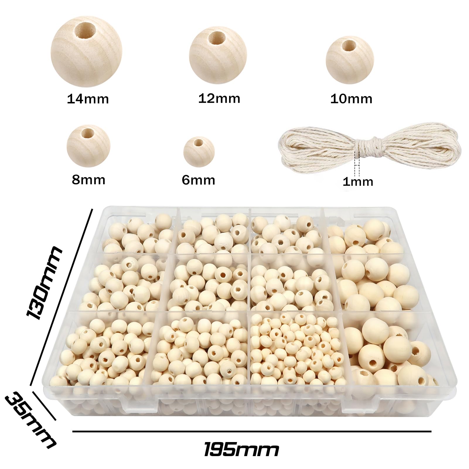 TOAOB Holzperlen Set – 300 Stück, 10 Mm, Naturbelassen, Mit 3 Mm Loch, Zum Bemalen & Auffädeln Für Schmuck, Makramee & Bastelprojekte