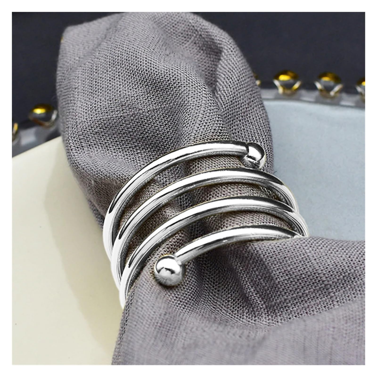 napkin rings Alloy Metal Napkin Ring for Wedding Table Decoration Pearl Holder Buckle Towel Rings Family Dinner Deco(C)