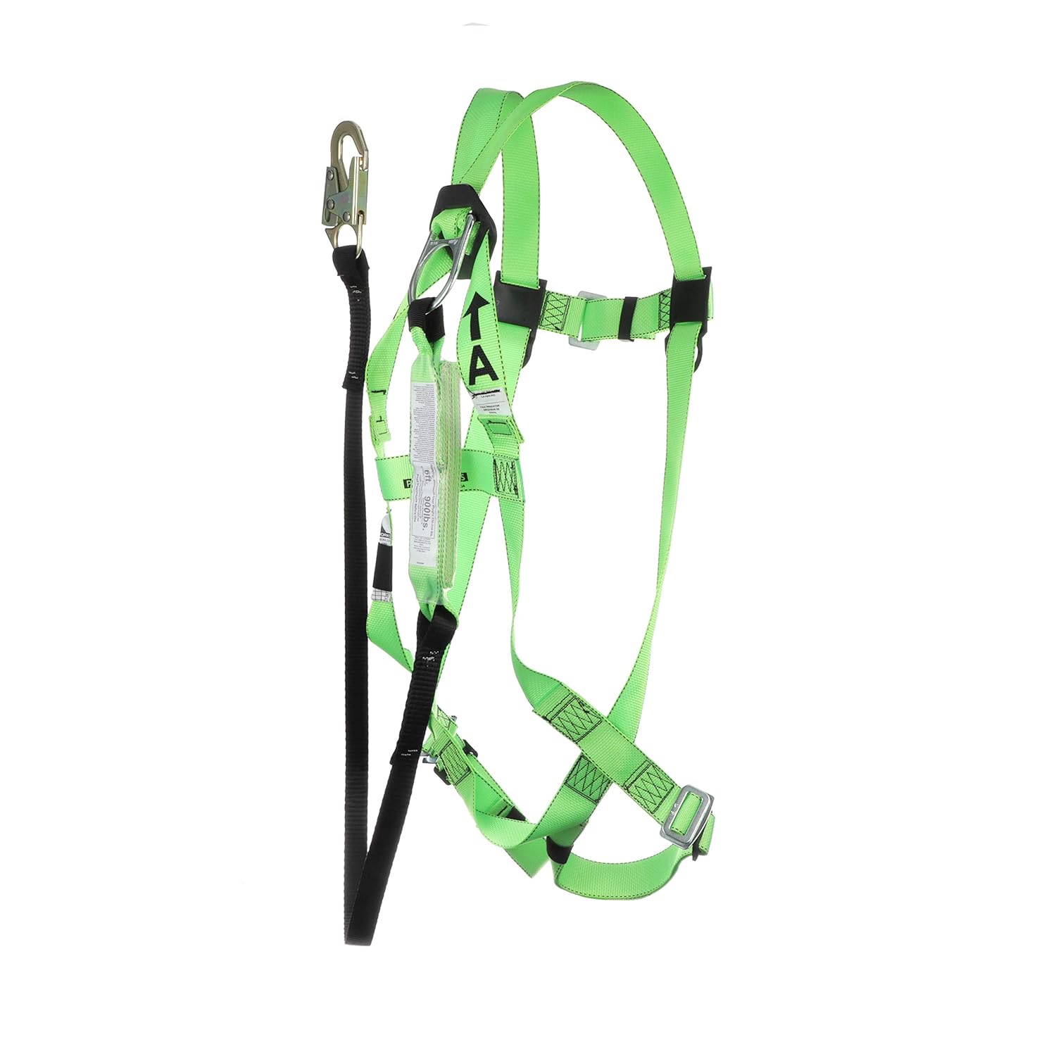 Peakworks Safety Harness Fall Protection Lanyard Kit – Full Body, Industrial, ANSI OSHA Compliant, Adjustable, Hi Vis, 6 FT, 3 Point System - Green: Tools & Home Improvement