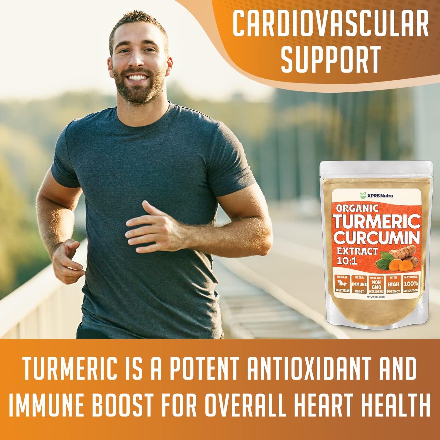 XPRS Nutra Organic Turmeric Curcumin Powder Extract 10:1 - Premium USDA Organic Curcumin Powder for Immunity - Vegan Friendly Pure Curcumin for Gut Health (1 Ounce)