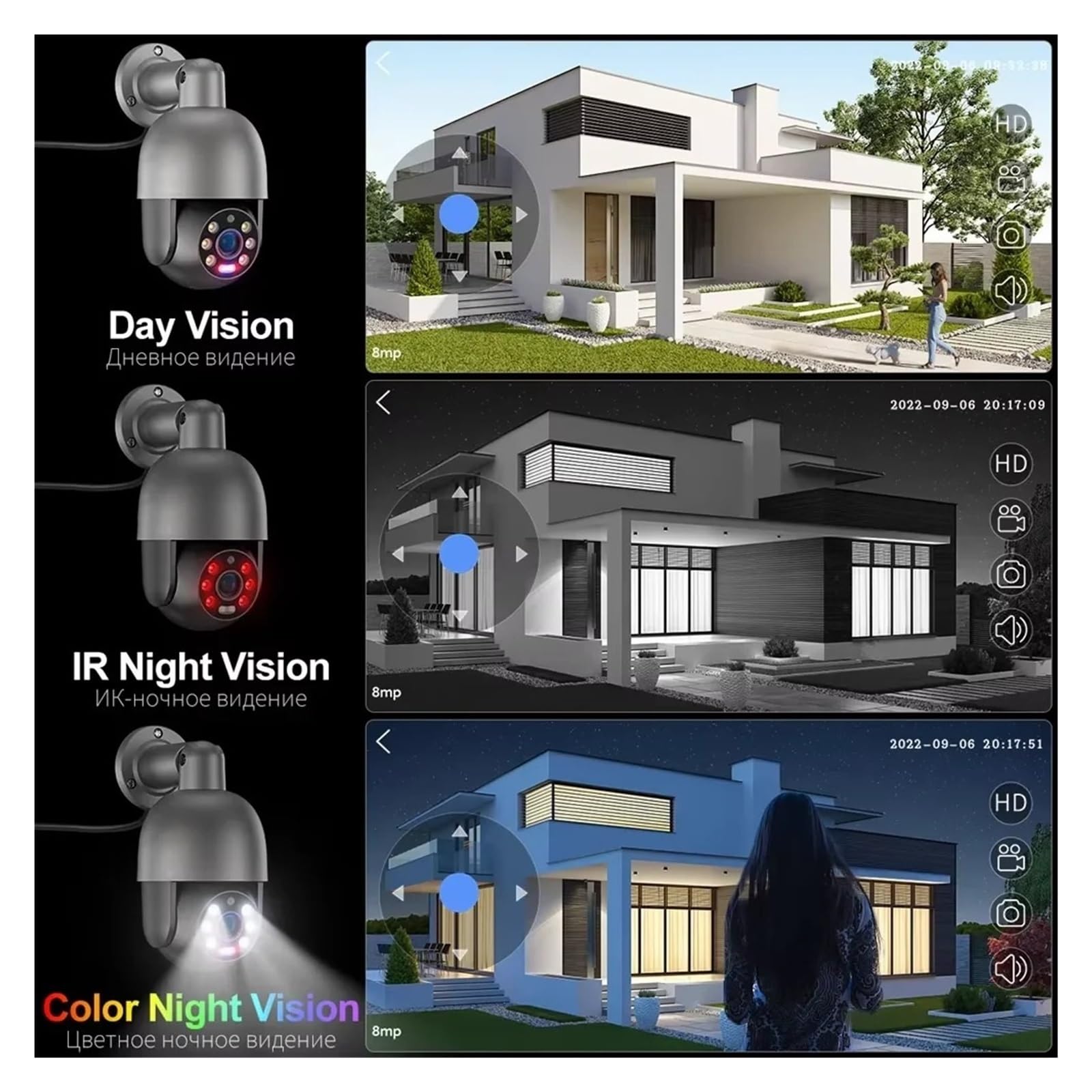 System Kamer Bezpieczeństwa CCTV H.265 8CH 8MP 5MP POE Z Detekcją Osób, Dwukierunkowym Rejestratorem Audio-wideo I Kamerą Dozorową(4T,8CH NVR 8pcs Cam 8MP)