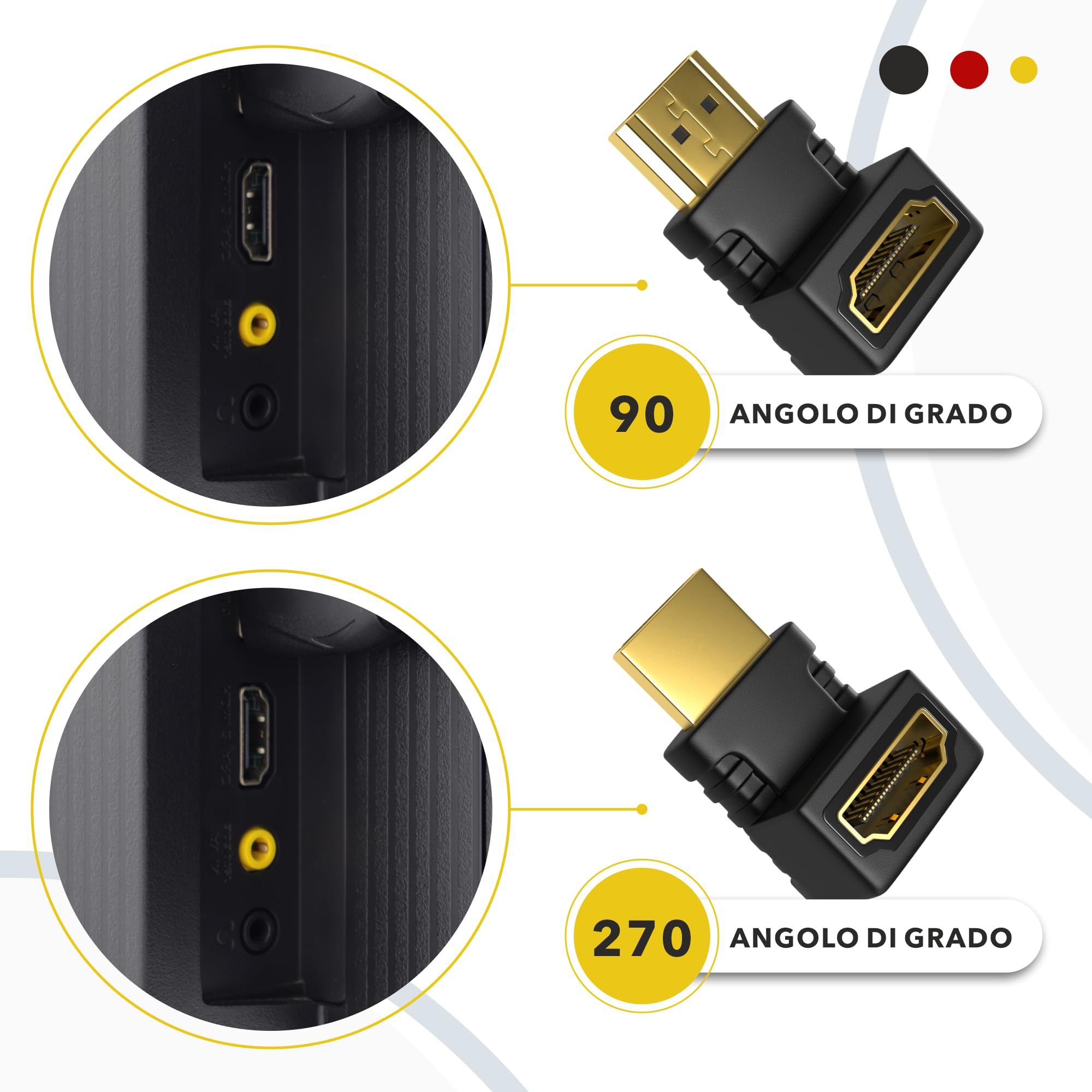 Adattatore HDMI 8K A 90° (2 Pezzi) – Angolo Alto E Basso, 48Gbps, Con LED, Per PS5, TV, Laptop - 4