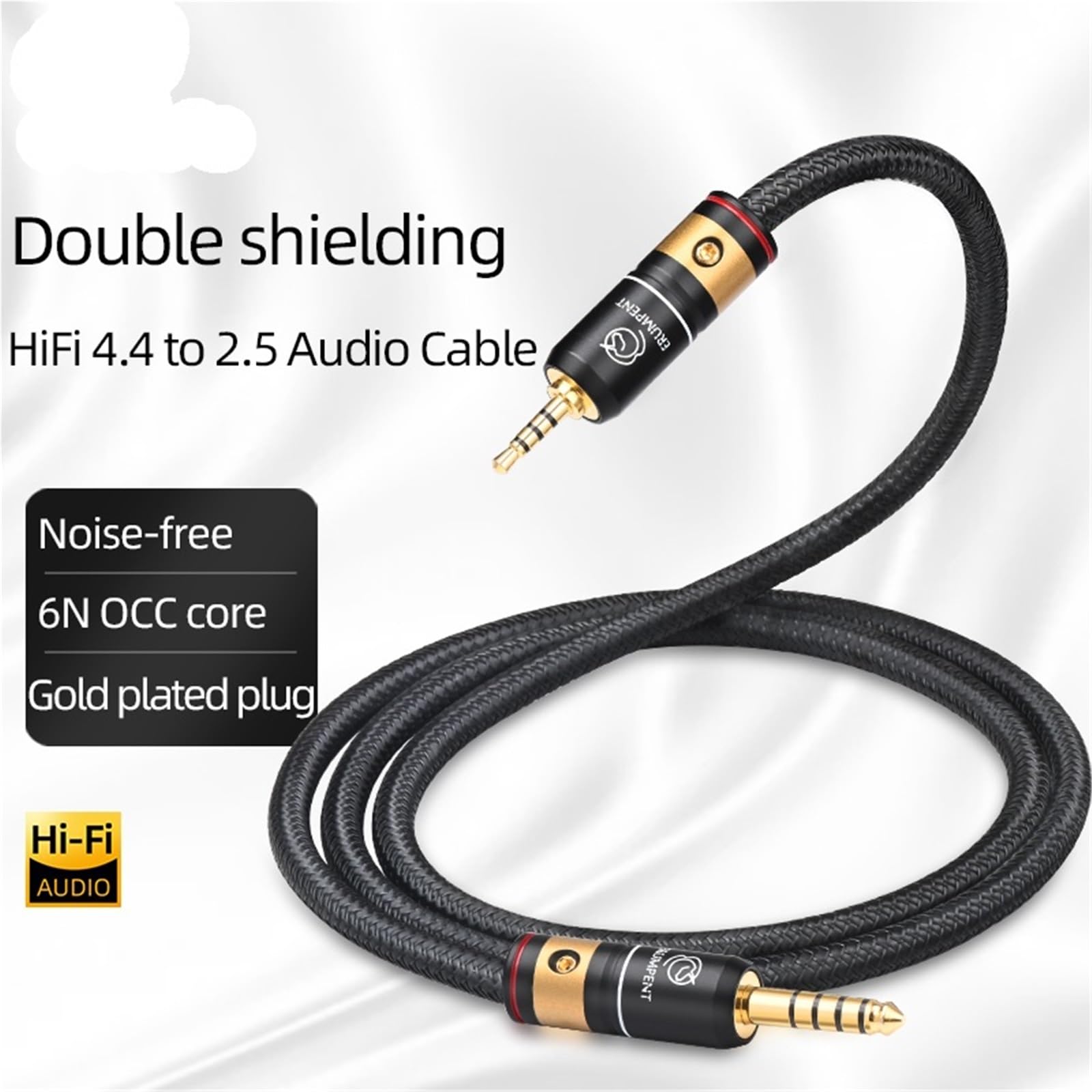 Kabel audio HiFi 4,4 mm do 2,5 mm podwójny ekranowany pozłacany 4,4 mm męski do 2,5 mm męski do wzmacniacza DAC (3,5 m)