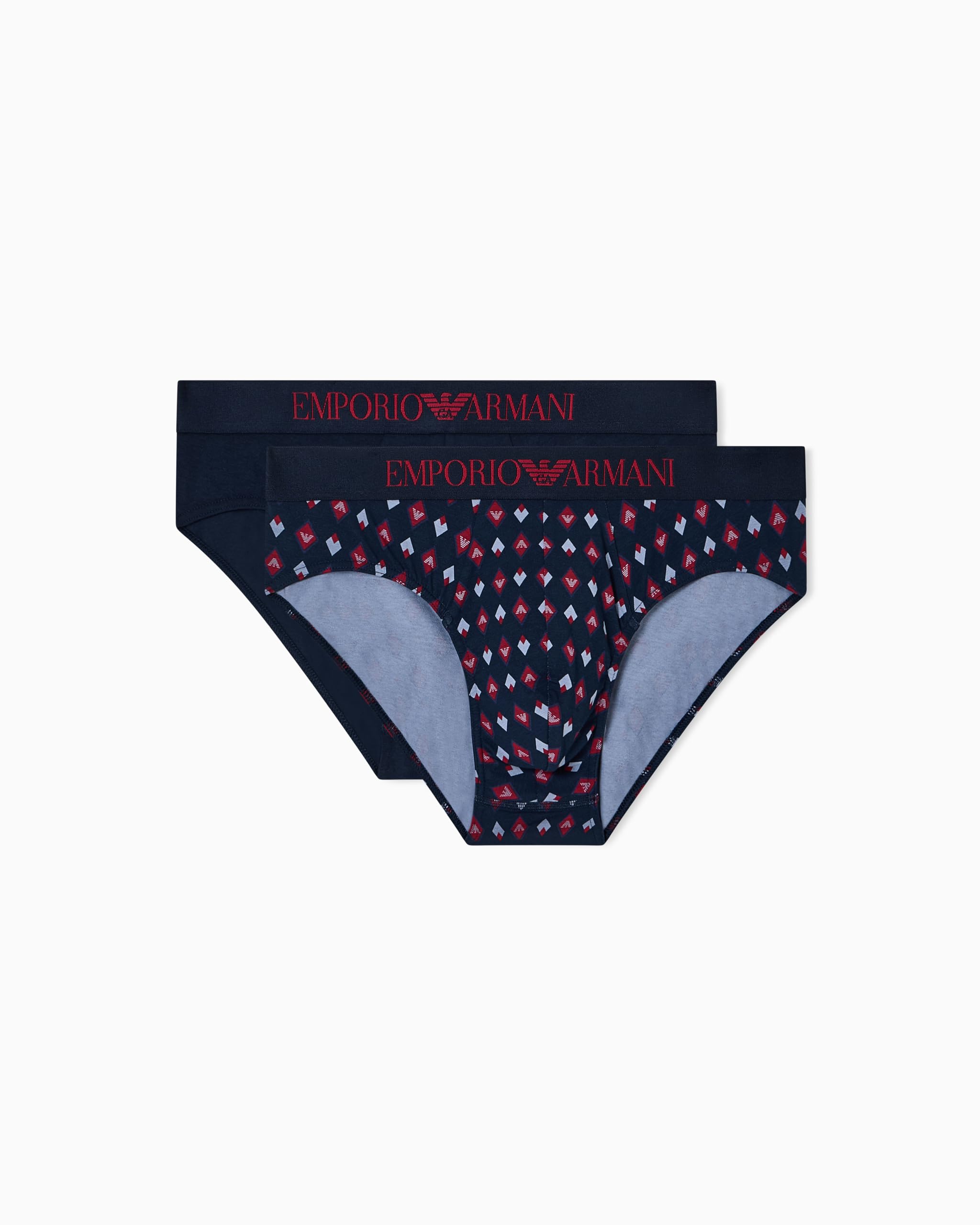 Emporio Armani Man's Classic Pattern Mix 2-Pack Brief Blue S