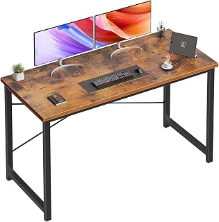 Sweetcrispy 55-Inch Computer Desk for Bedroom, Brown