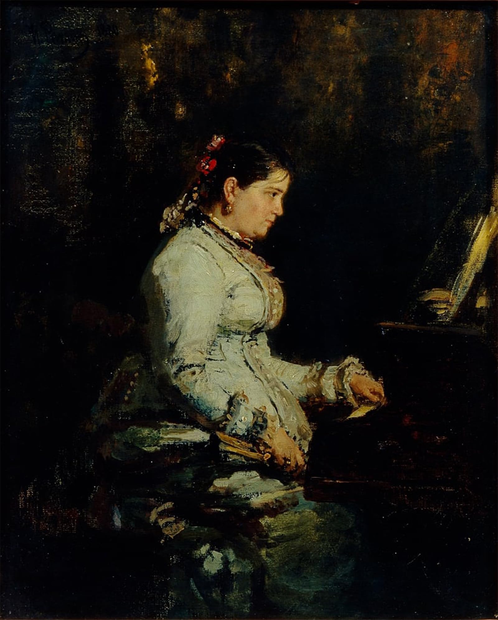 ARTXLXXBN Famous Print Painting Colorful Art Print Woman At a Grand Piano by Ilya Efimovich Repin Canvas Art Decorations for Home Decor 60x90cm