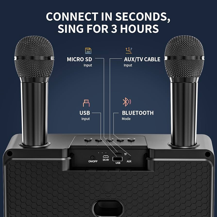 Karaoke Machine For Adults HWWR Karaoke Machine With 4 Microphones For Adults, Portable Bluetooth Speaker, Party Speaker With Disco Lights For Outdoor, PA System Karaoke Speaker Support TWS Speaker With Microphone