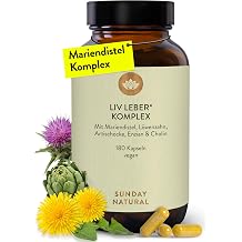 SUNDAY NATURAL Milk Thistle Artichoke Dandelion - 180 Choline Capsules - Liver Complex with 80% Silymarin & 100mg Choline - High Dose Vegan Laboratory Tested in Germany