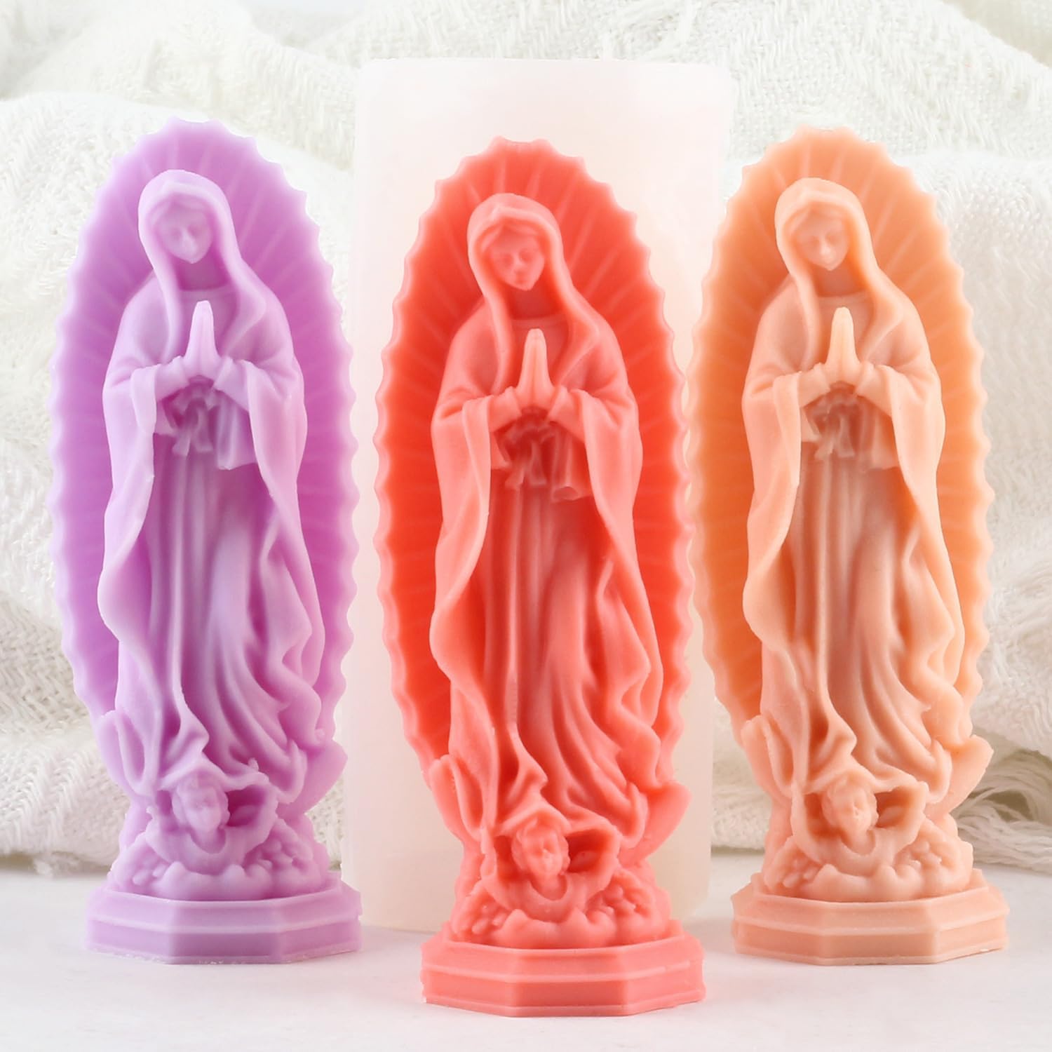XIAOSHUI Virgin Mary Statue Silicone Candle Molds Angels Resin Casting Mold