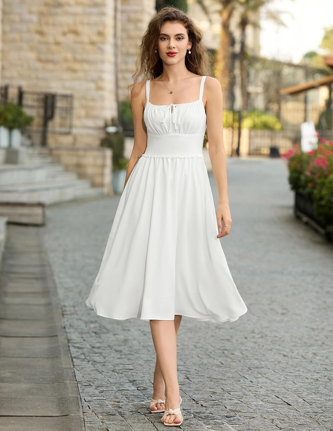 Belle Poque Summer Dress for Women 2026 Sleeveless Sundress Elegant Spaghetti Strap A-line Flowy Wedding Guest Dresses - Image 2