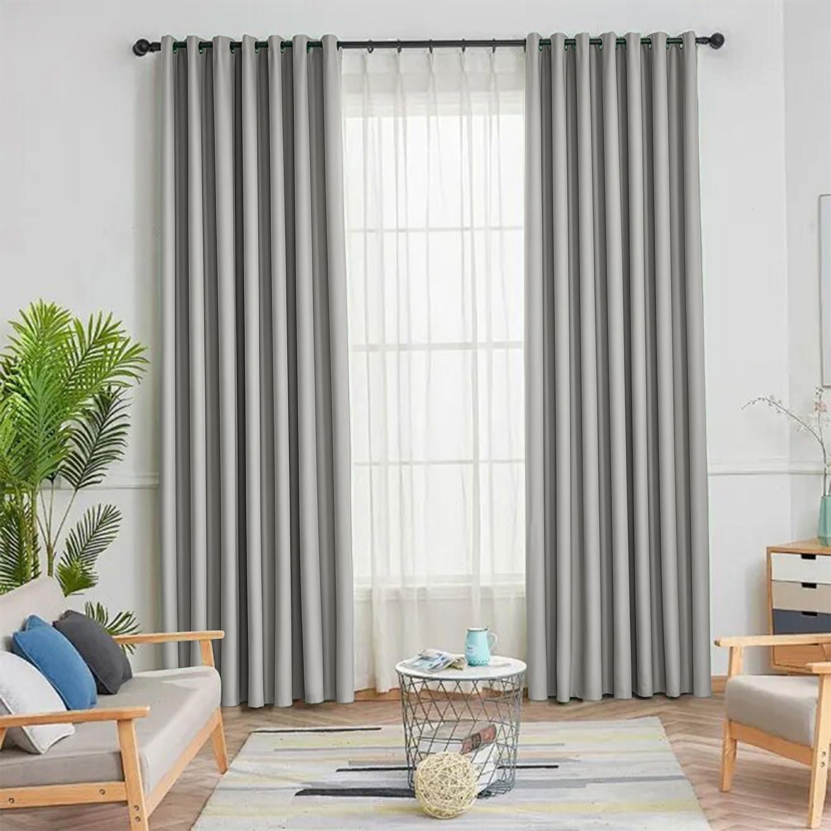 Liujyuan Light Grey Black Out Curtain 160 X 85 Cm Room Darkening, Privacy Protection Blackout Curtains For Living Room Thermal Insulated Energy For Balcony, Kithcen Window,