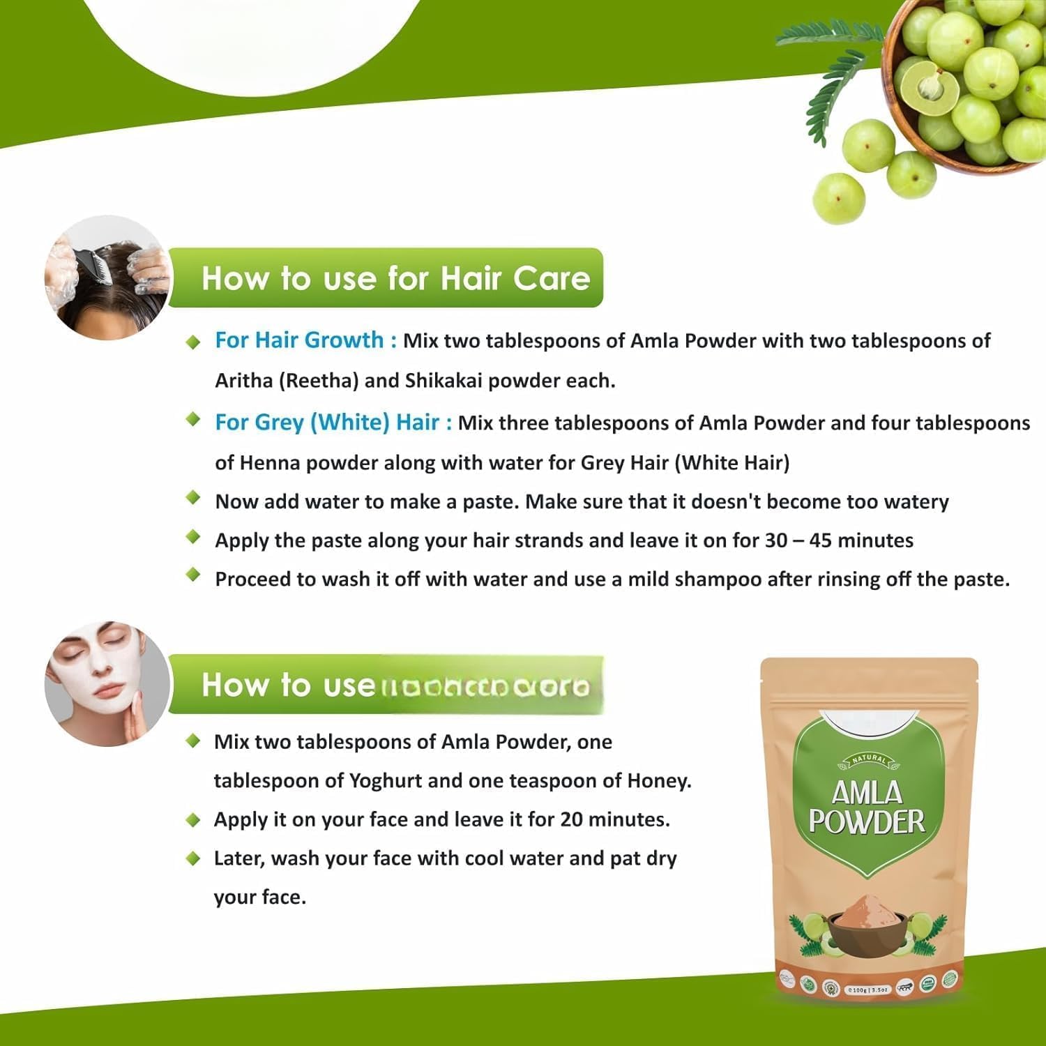 PB Pure & Natural Amla Powder for Health, Hair - 100g | Indian Gooseberry Powder with Wooden Spoon