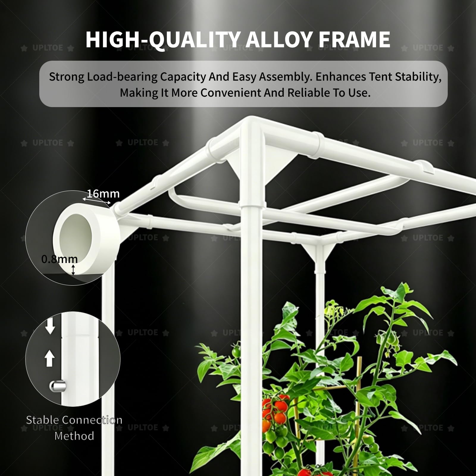 Kit Completo De Cultivo De Plantas De Interior con Luz Led 200W, Carpa 600d, con Bandeja Extraíble, 2 Ganchos, 1 Bolsa De Cultivo, 1 Temporizador Mecánico Y Termómetro E Higrómetro