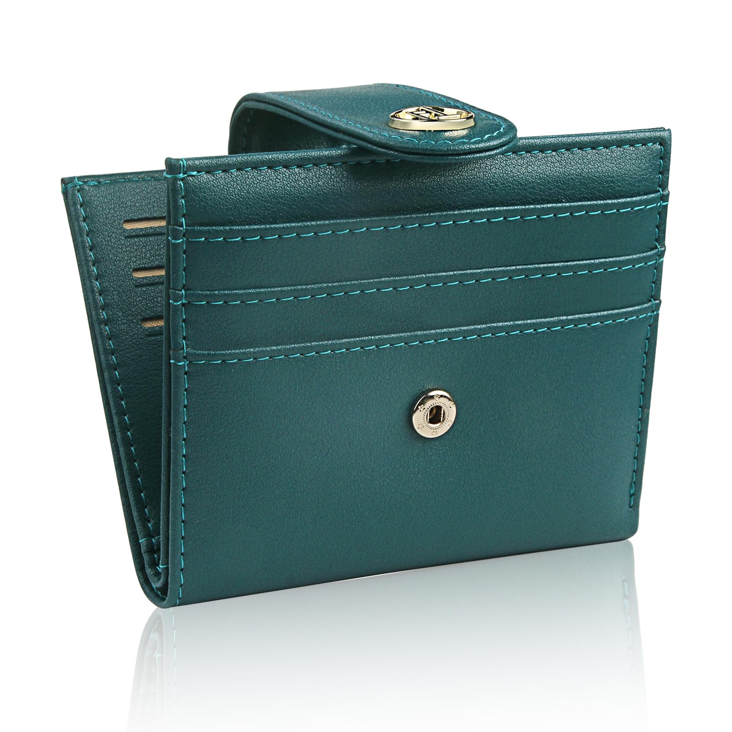 FUNTOR Small Wallets for Women,Ladies Slim Bifold Credit Card Holder with Zipper Coin Pocket(navy blue)