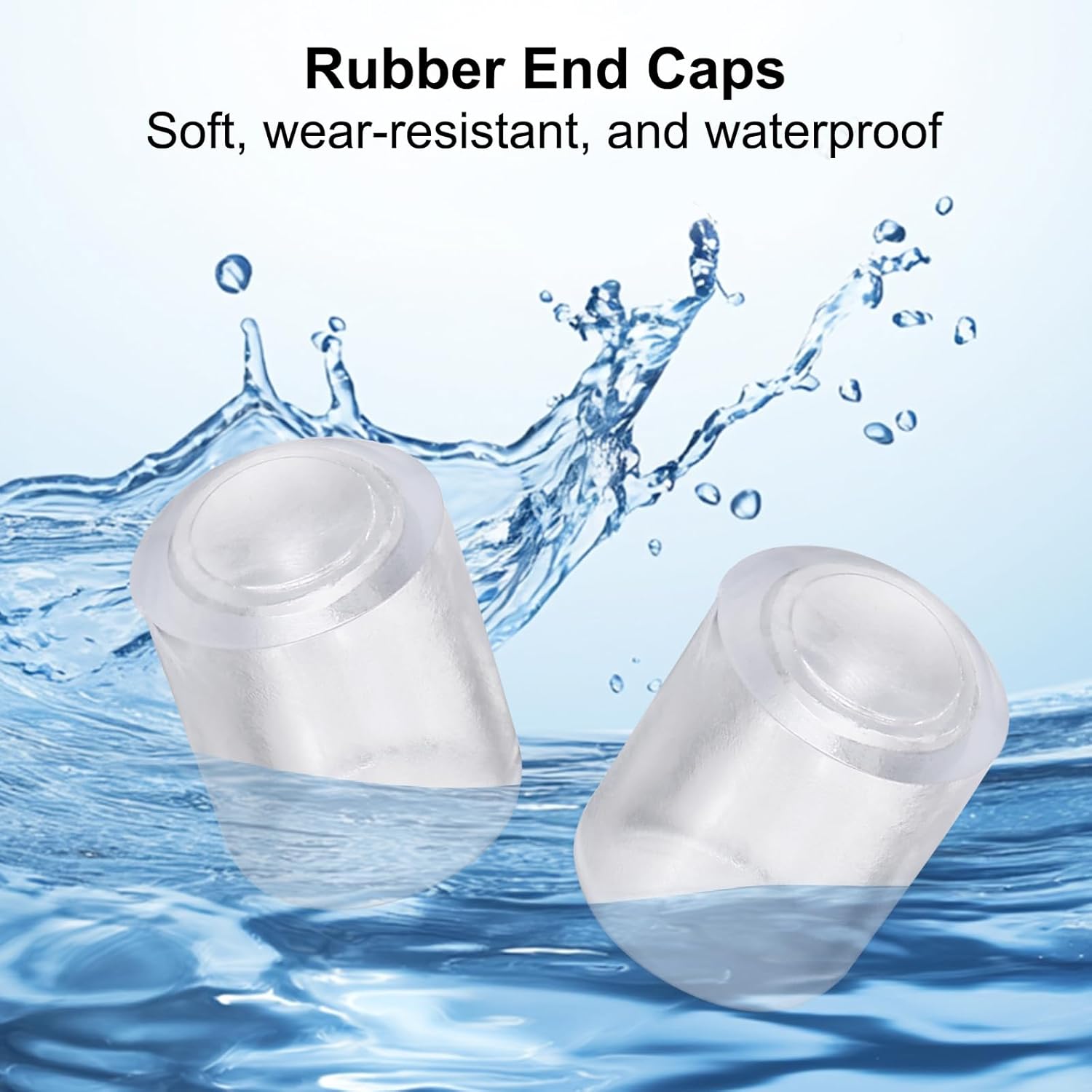 uxcell 50 Pcs Rubber End Caps, 8mm Flexible Round Tube Bolt Cap Cover Screw Thread Protectors for Ends of Hooks Hanger Furniture Bolts Screws Metal Tube, Transparent