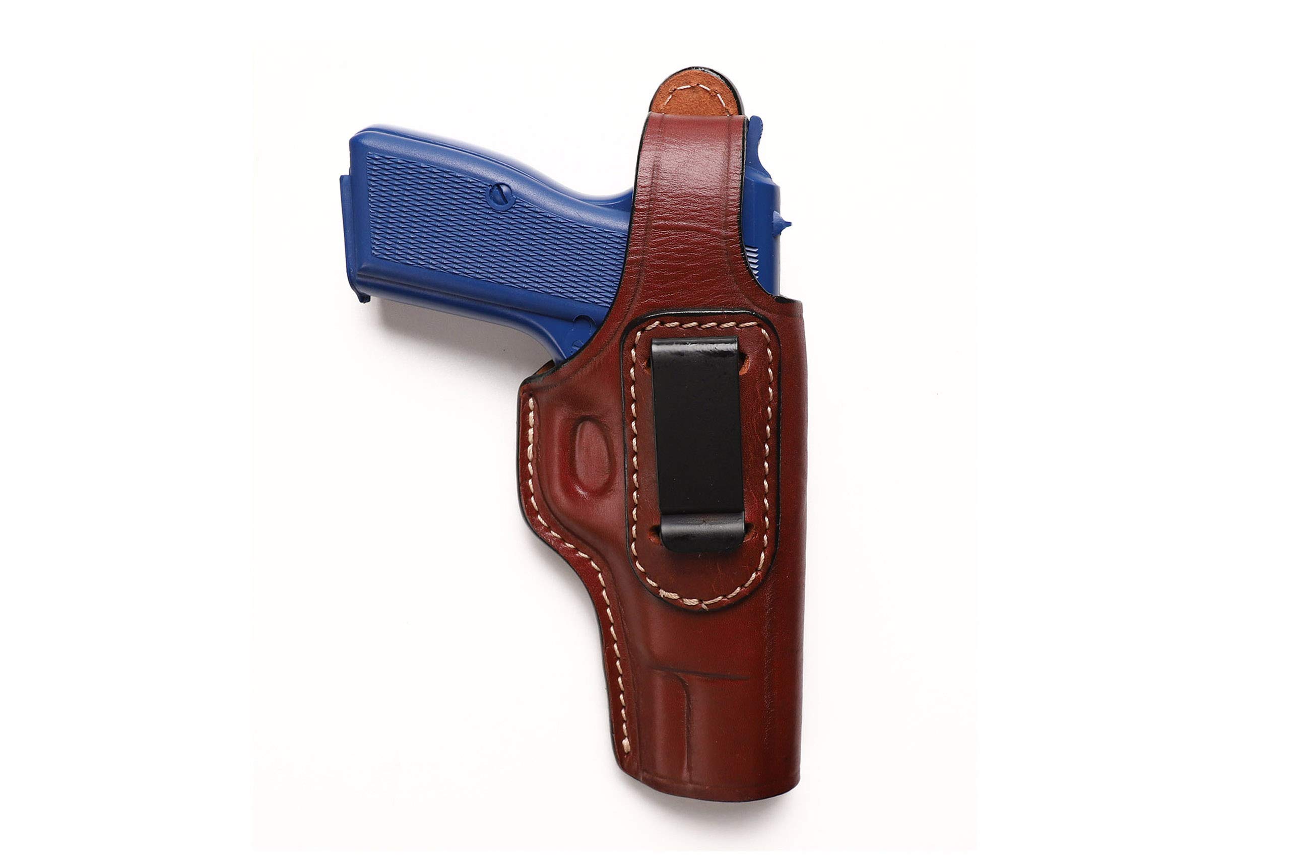 Pusat Holster Premium Leather IWB and OWB Belt Holster for Browning Hi Power Right-Left Hand Black-Brown (Brown Right Hand)