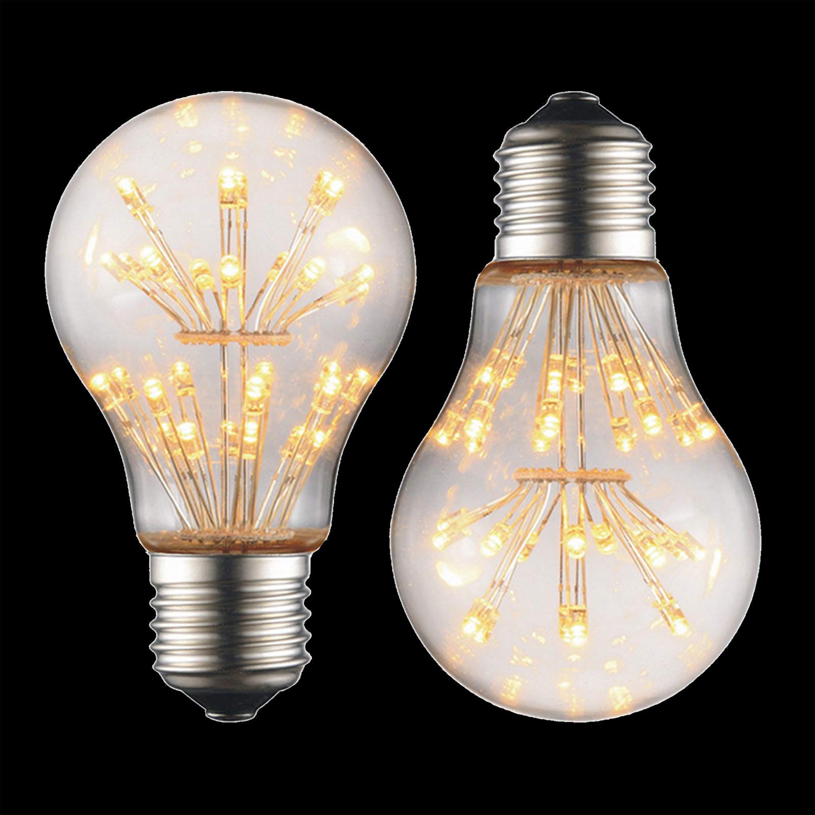 Bombillas LED Edison no regulables, vintage 2300 K, amarillo cálido, 3 W, 160 lm, A60, bombillas LED Edison, bombillas LED Edison E27 el hogar, hotel, restaurante, etc., paquete 2