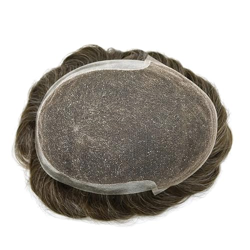 Vista 29 de Mens Toupee Remy sistema de cabello humano para hombres nudo blanqueado tupé pieza de pelo para hombres encaje francés tupé para hombres postizo 7X9