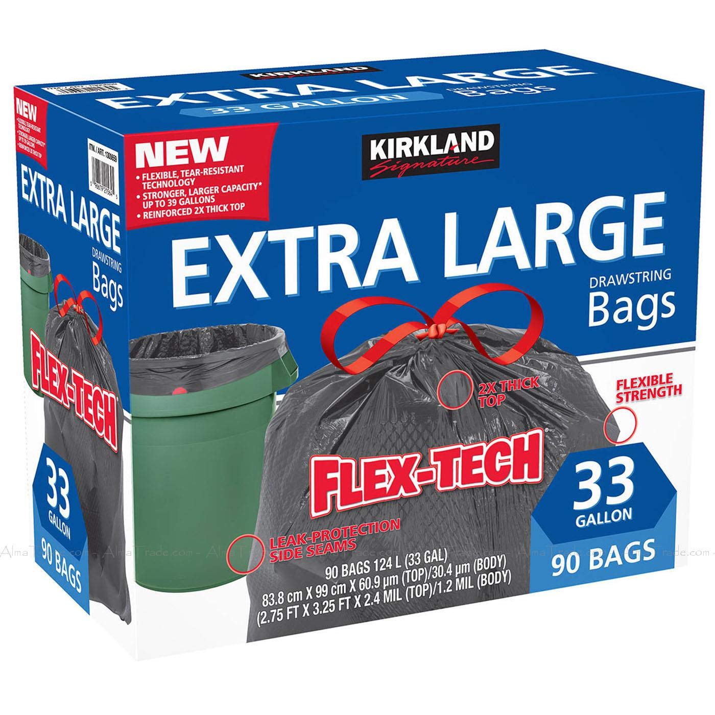 Kirkland Signature Flex-tech 33 Gallon Trash Bag, 90count, 1count